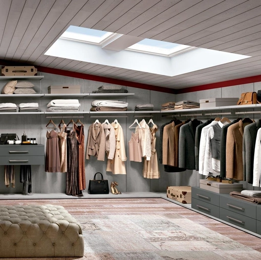 Cabina Armadio mansardata ad angolo Railsystem 10 di Ferrimobili