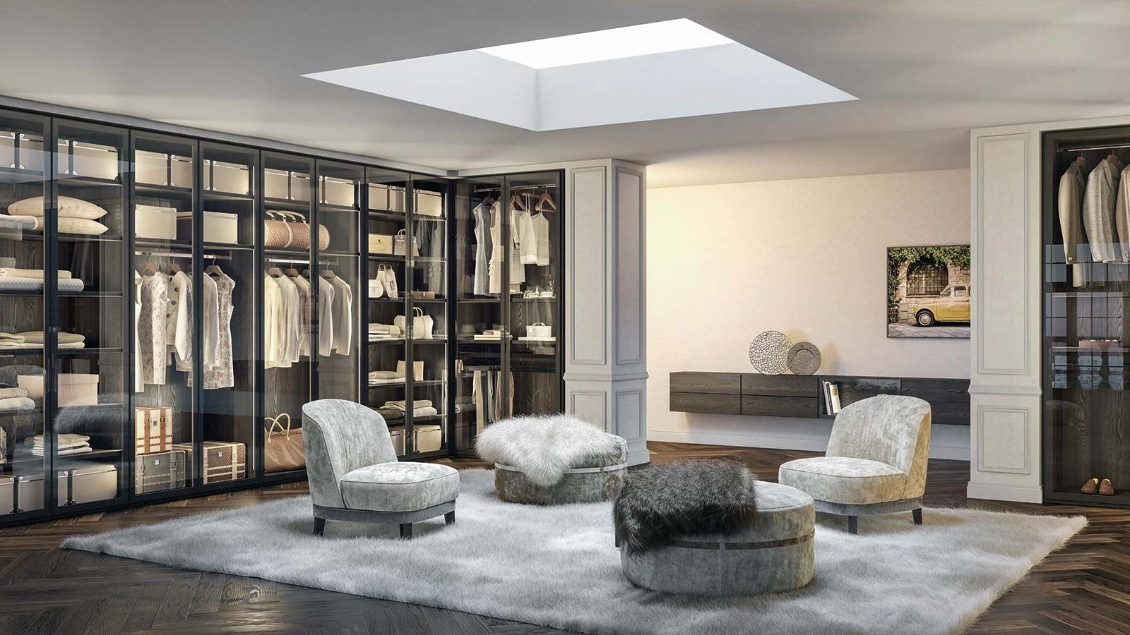 Armadio Naxos con ante battenti in vetro fumé di Fratelli Elli