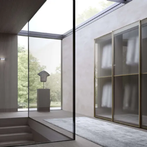 Armadio con ante scorrevoli in vetro con profilo in alluminio L12 di Presotto