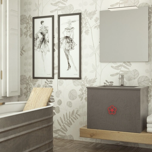 Mobile da Bagno sospeso Epoque EQ01 in ecomalta e legno di Arteba