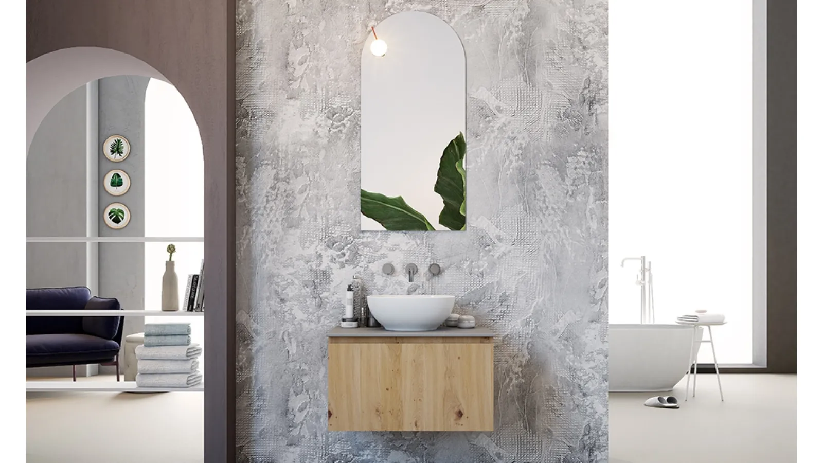 Mobile da Bagno sospeso in legno Linea LN41 di Arteba