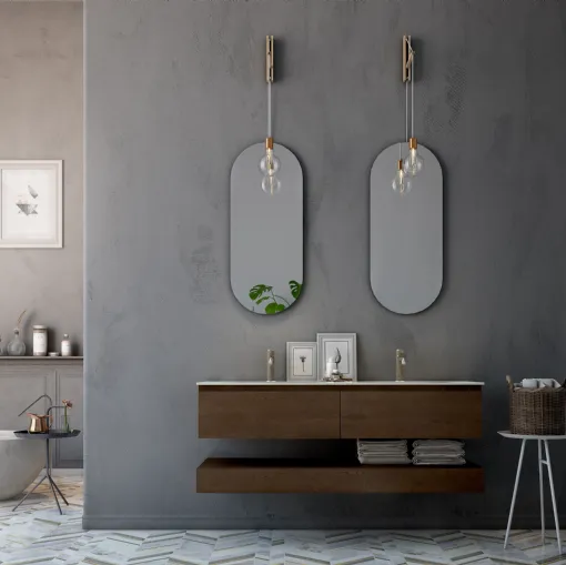 Mobile da Bagno sospeso in legno Linea LN35 di Arteba