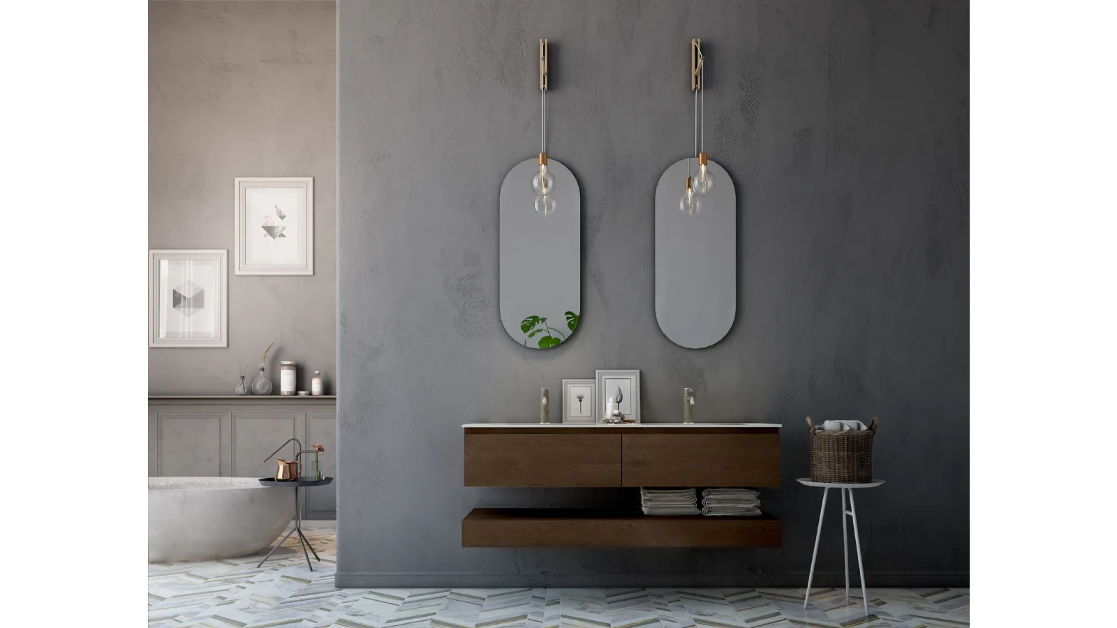 Mobile da Bagno sospeso in legno Linea LN35 di Arteba