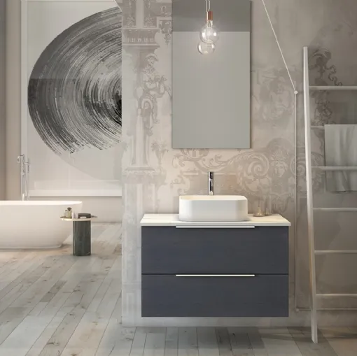 Mobile da Bagno sospeso Linea LN40 in legno laccato di Arteba