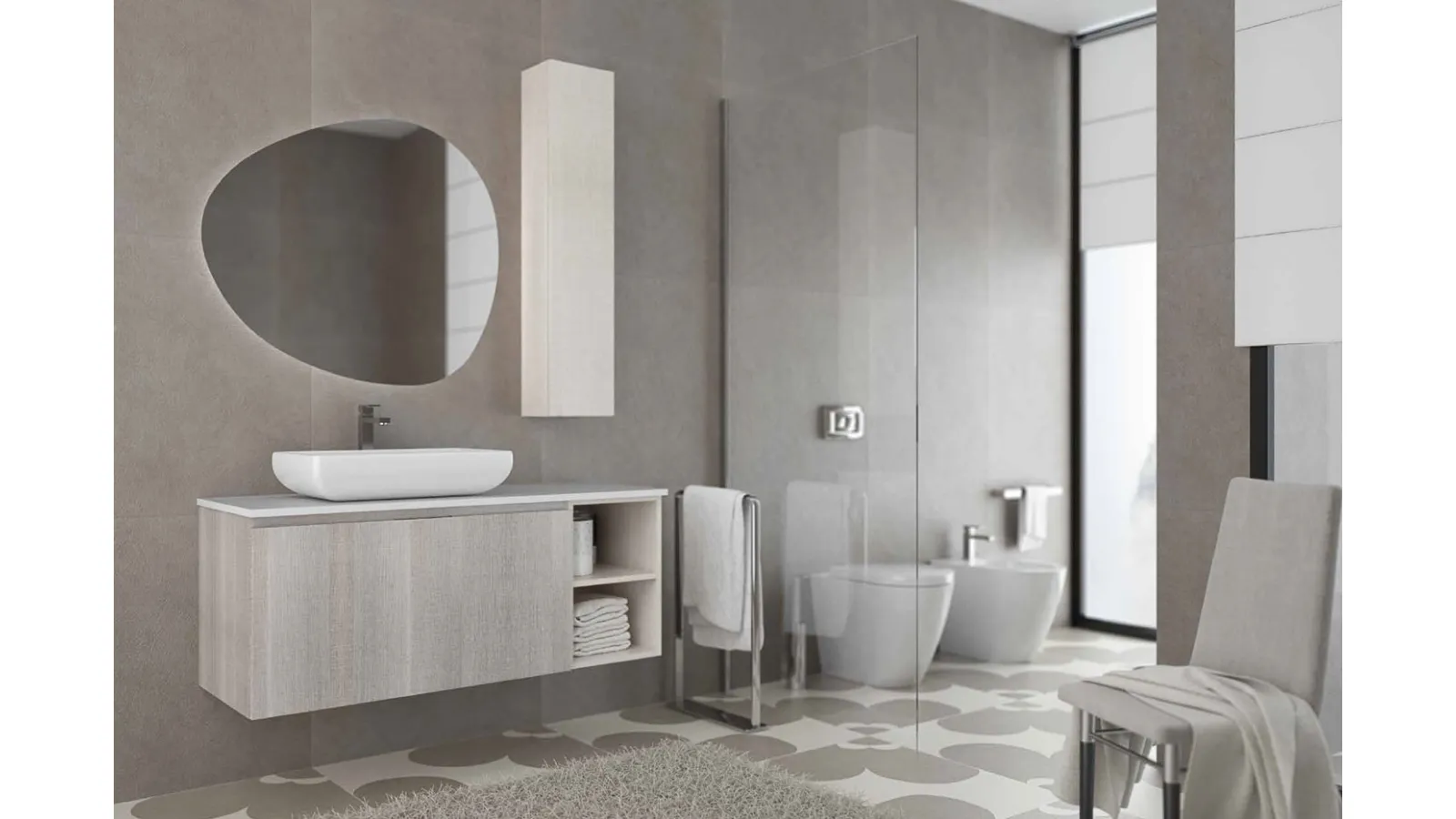 Mobile da bagno sospeso New Smart NS34 di Artebaa