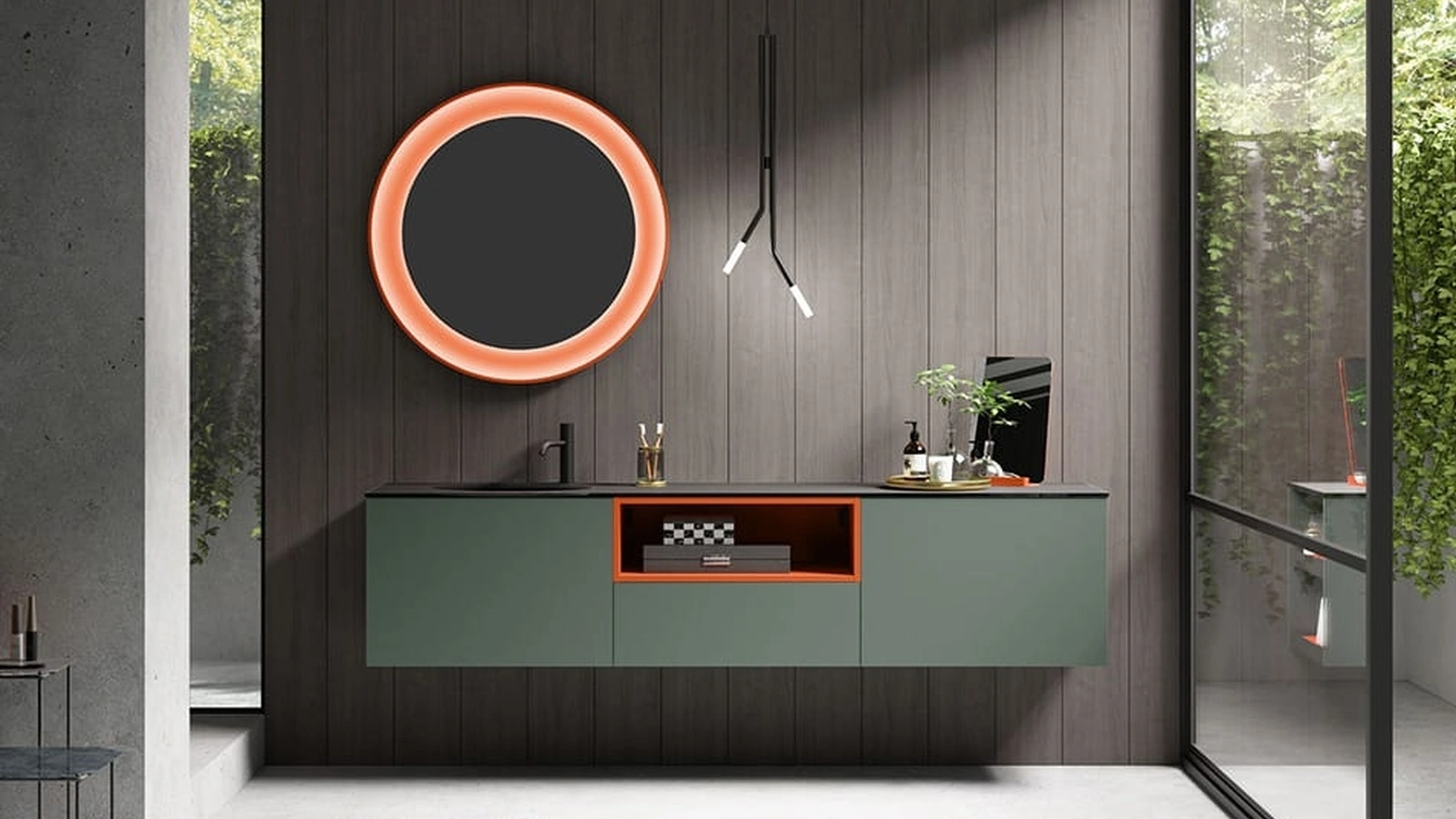 Mobile da Bagno sospeso Cartabianca 01 in nobilitato Garden di Cerasa