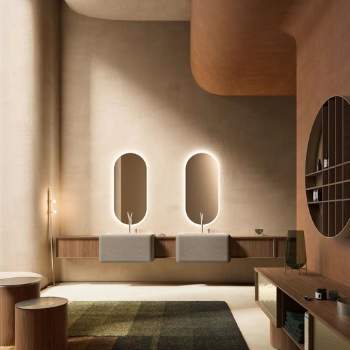 Mobile da Bagno sospeso in noce canaletto Des Evolution 04 di Cerasa