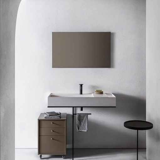 Mobile da Bagno Element 107 in laccato Marrone Tortora di Pirovano Bagni