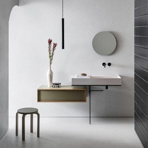 Mobile da Bagno Element 108 in laccato Verde Salvia di Pirovano Bagni