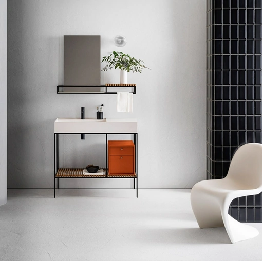 Mobile da Bagno Element 115 in laccato Cuoio di Pirovano Bagni