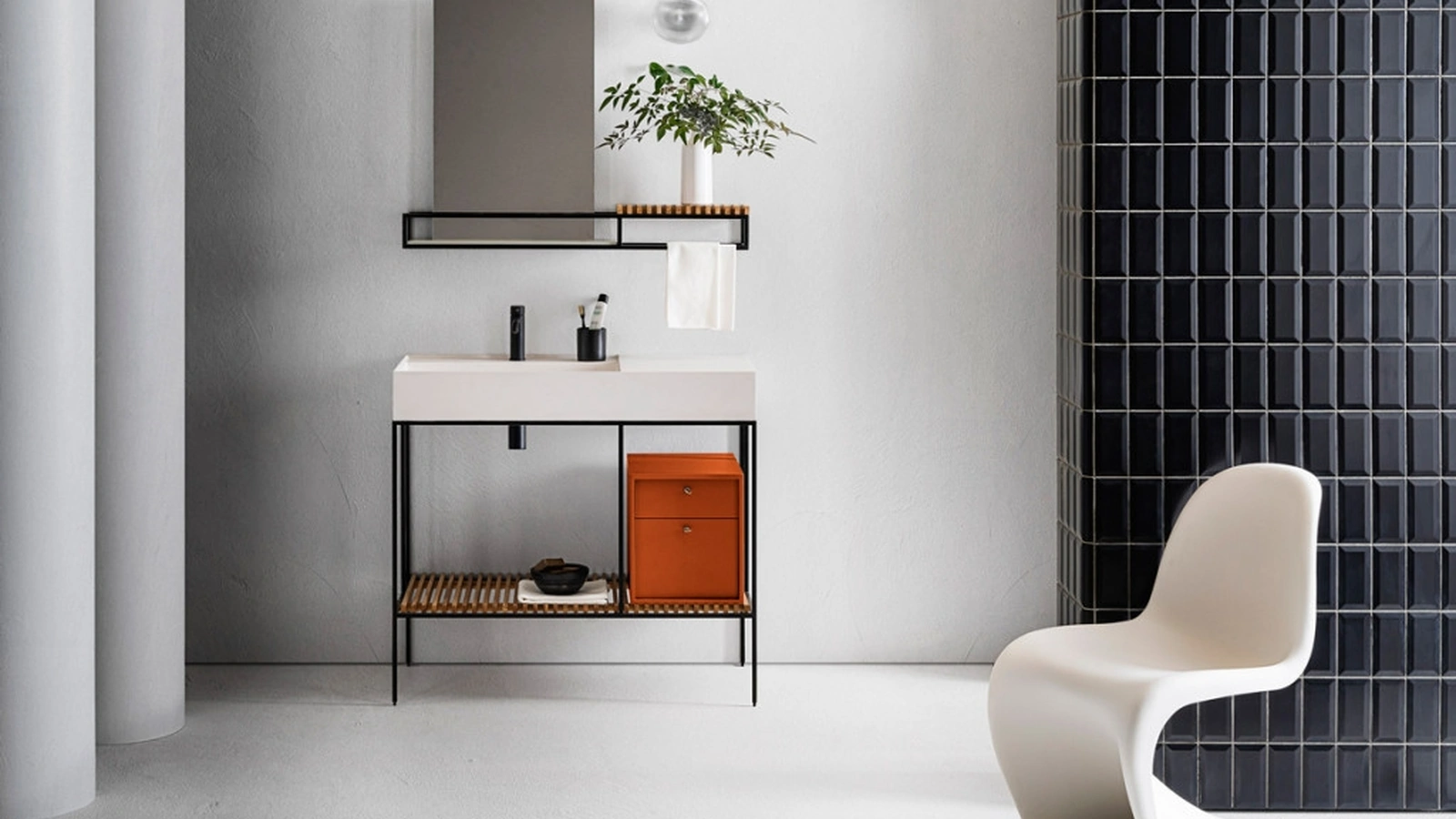 Mobile da Bagno Element 115 in laccato Cuoio di Pirovano Bagni