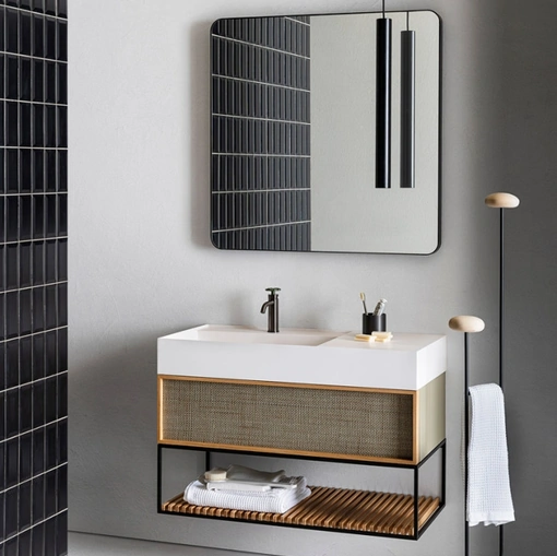 Mobile da Bagno Element 129 in Paglia e Rovere di Pirovano Bagni