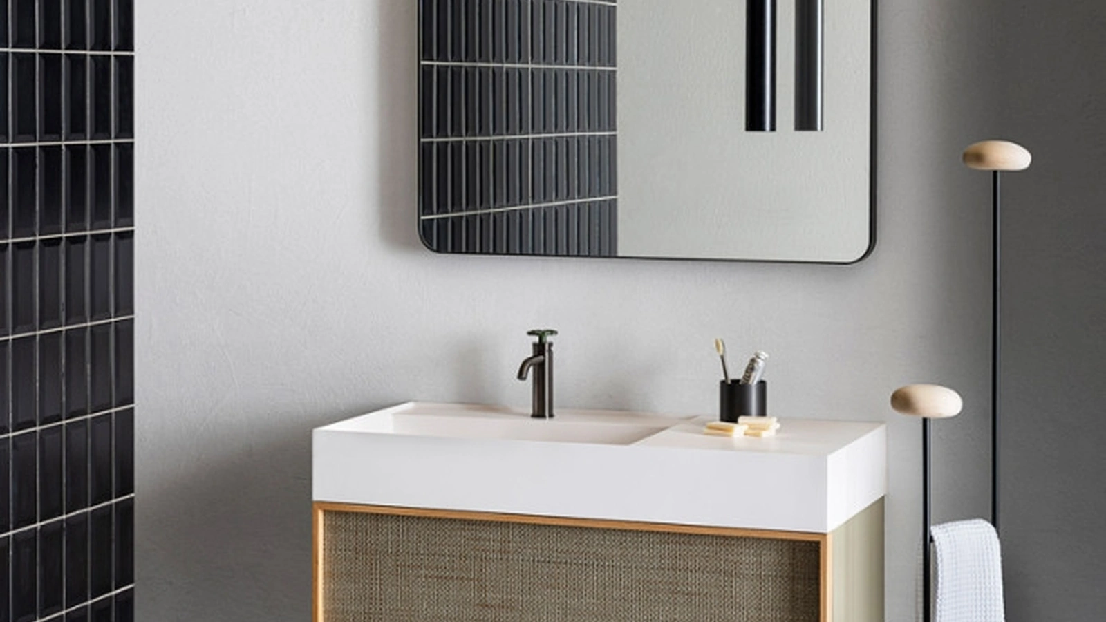 Mobile da Bagno Element 129 in Paglia e Rovere di Pirovano Bagni