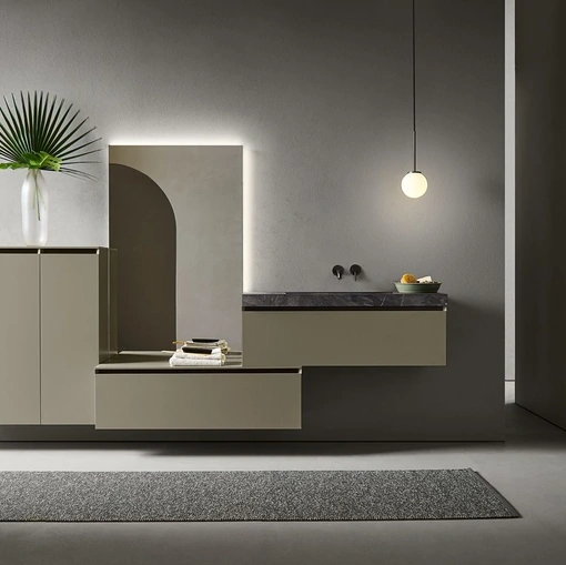 Mobile da Bagno Flamingo 101 in laccato Salvia di Pirovano Bagni