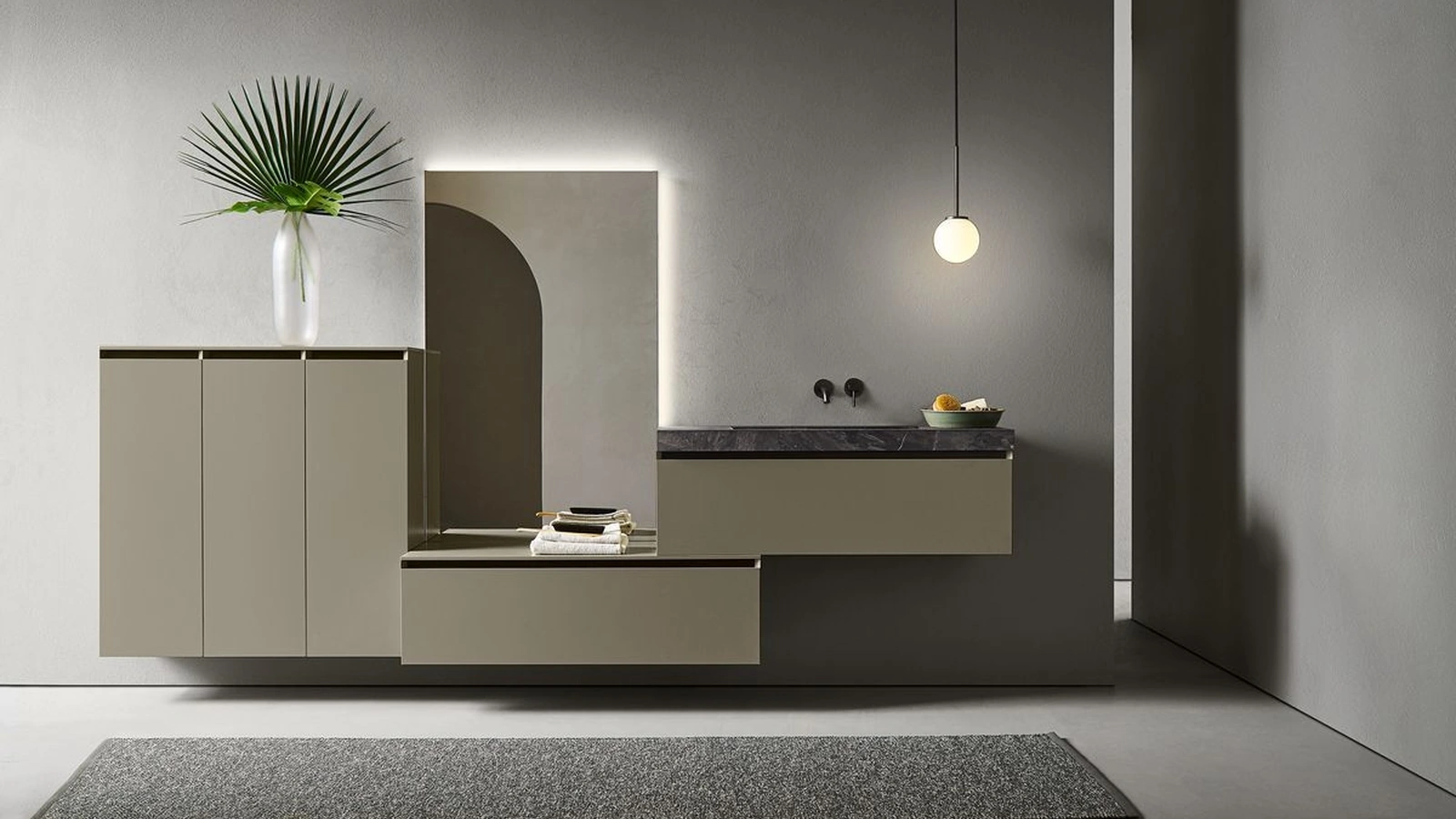 Mobile da Bagno Flamingo 101 in laccato Salvia di Pirovano Bagni