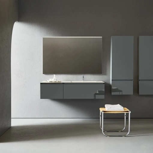 Mobile da Bagno Flamingo 102 in laccato Grigio Polvere di Pirovano Bagni