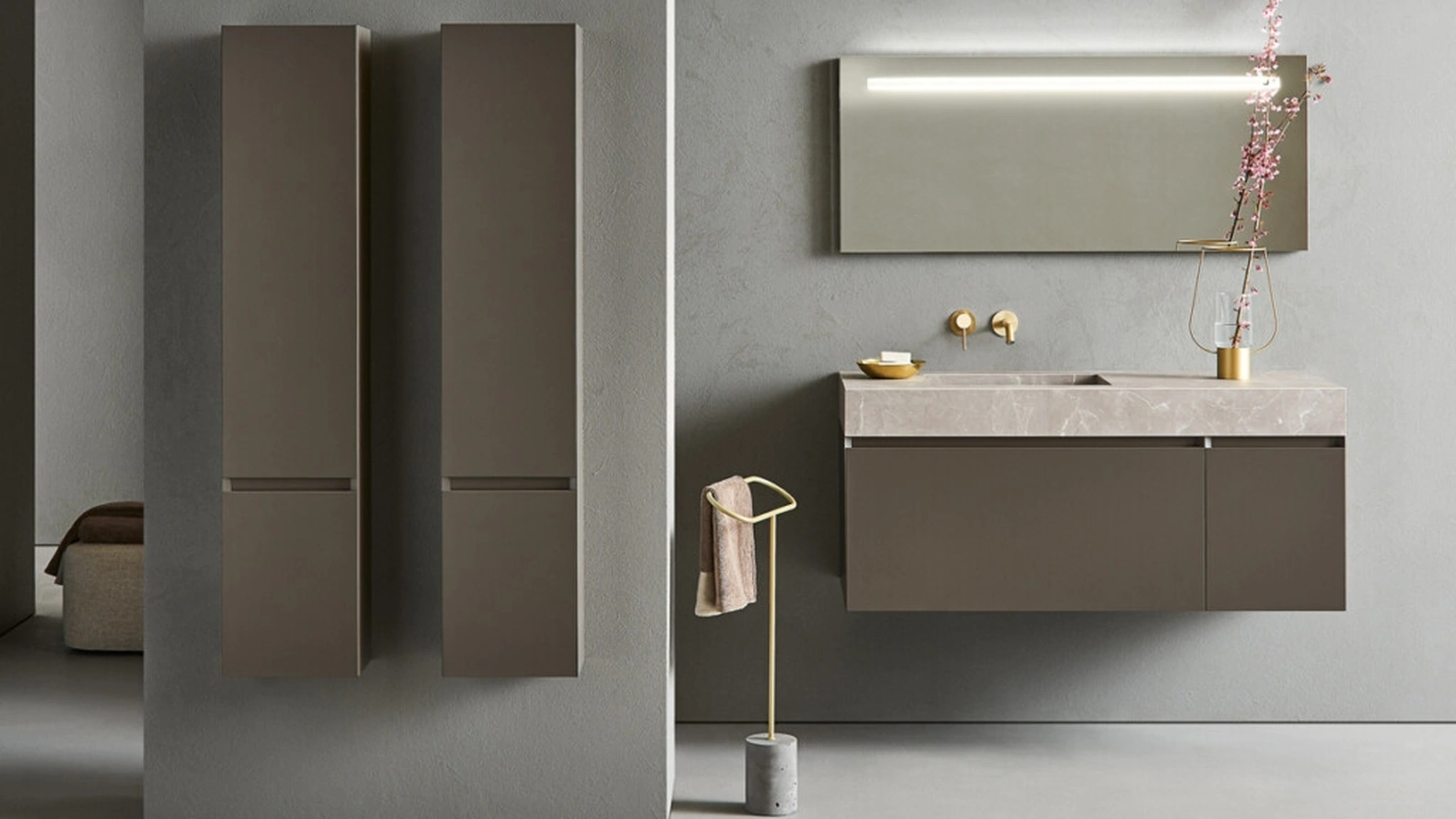 Mobile da Bagno Flamingo 103 in laccato Grigio di Pirovano Bagni