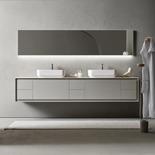 Mobile da Bagno sospeso Frame 102 in laccato Grigio di Pirovano Bagni