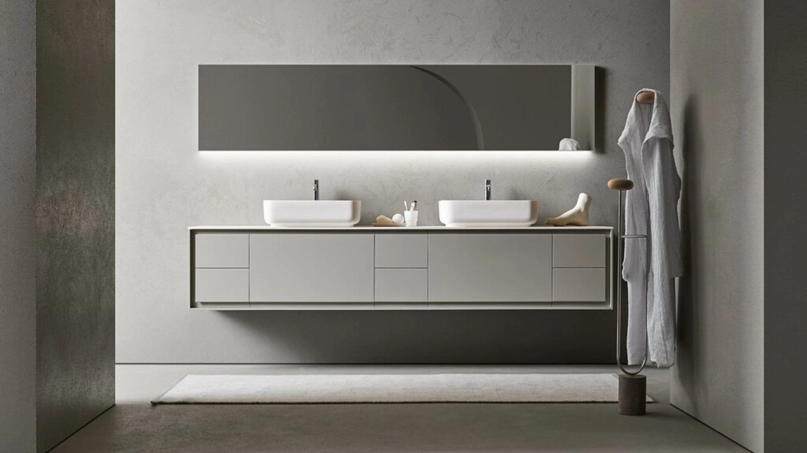 Mobile da Bagno sospeso Frame 102 in laccato Grigio di Pirovano Bagni