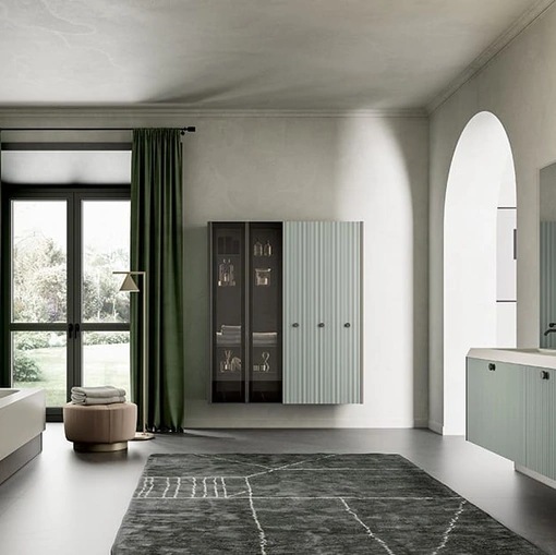 Mobile da Bagno sospeso Honey 03 laccato opaco Verde Acqua di Cerasa
