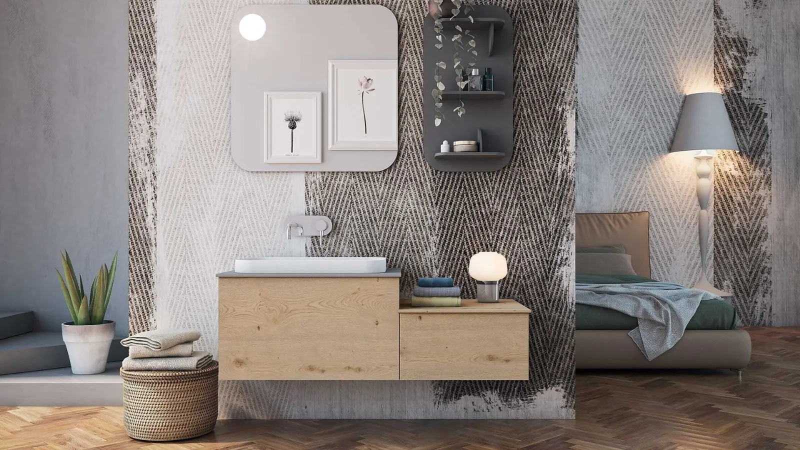 Mobile da Bagno sospeso in legno Linea LN47 Arteba
