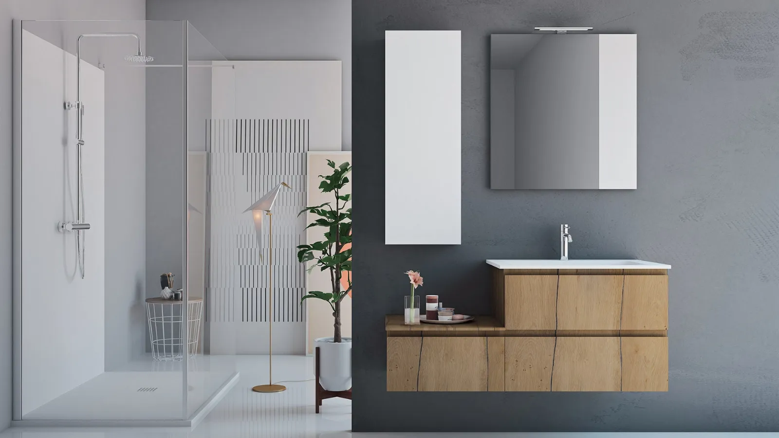 Mobile da Bagno sospeso in legno Linea LN34 di Arteba