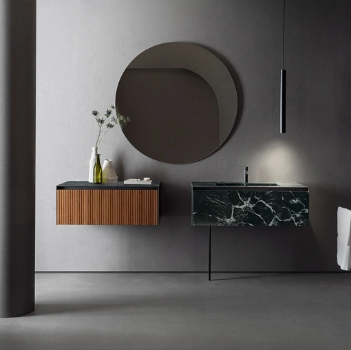 Mobile da Bagno Linear 101 in Gres e Bamboo tinto Montreal di Pirovano Bagni