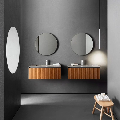 Mobile da Bagno Linear 102 in Bamboo tinto Montreal di Pirovano Bagni