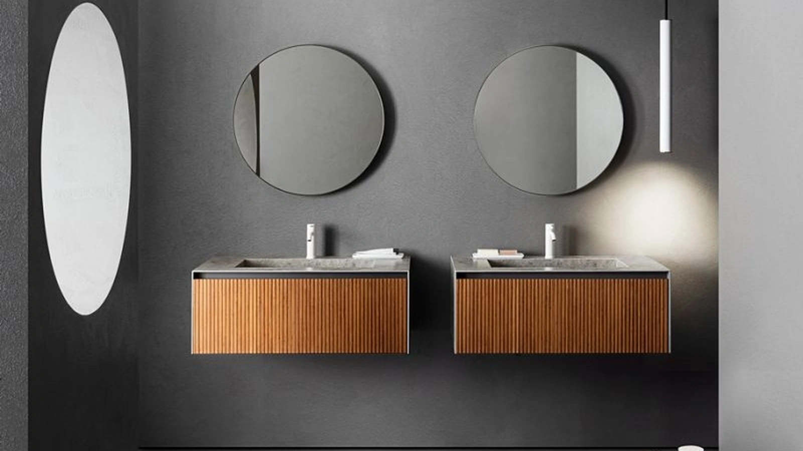 Mobile da Bagno Linear 102 in Bamboo tinto Montreal di Pirovano Bagni