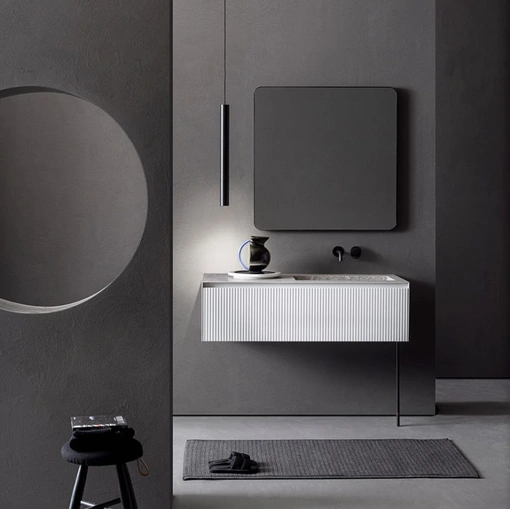 Mobile da Bagno Linear 105 in Bamboo laccato Grigio Cenere di Pirovano Bagni