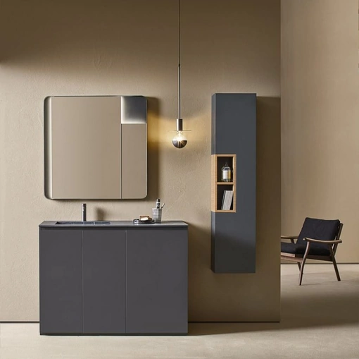 Mobile da Bagno Midi 103 in laccato Grigio di Pirovano Bagni