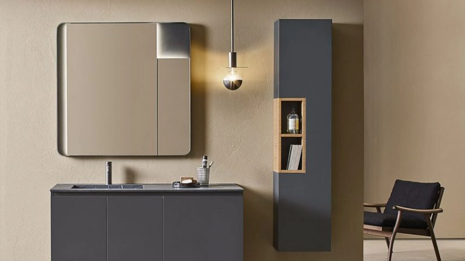 Mobile da Bagno Midi 103 in laccato Grigio di Pirovano Bagni