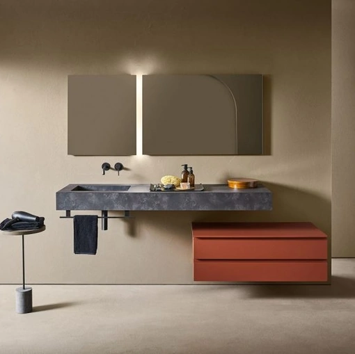 Mobile da Bagno Midi 106 in laccato cuoio di Pirovano Bagni