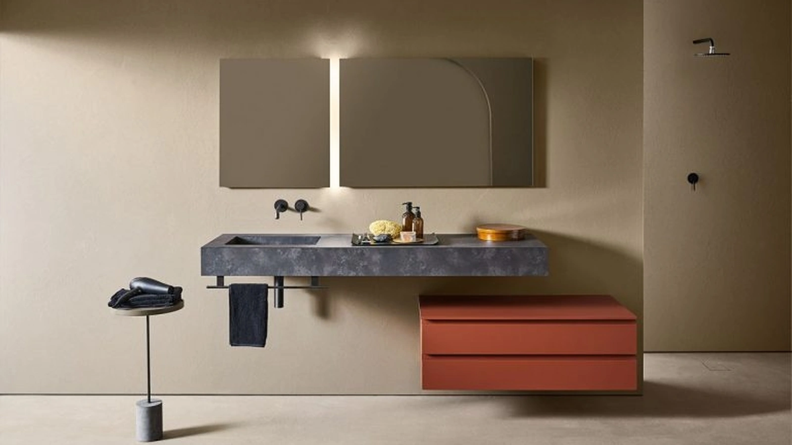 Mobile da Bagno Midi 106 in laccato cuoio di Pirovano Bagni