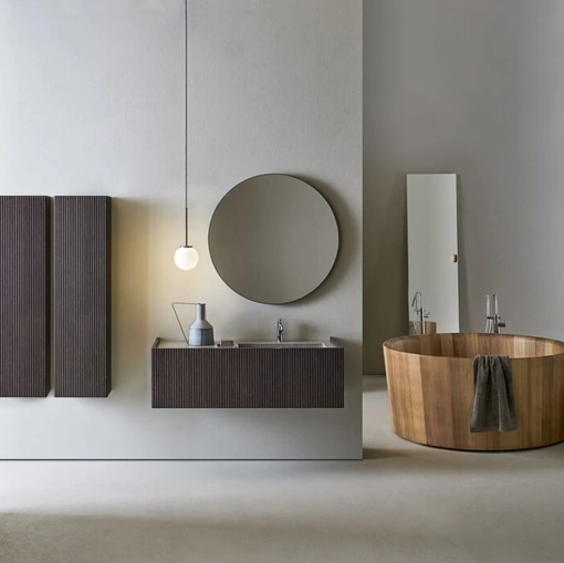 Mobile da Bagno Millennium Medium in Bamboo tinto Grigio di Pirovano Bagni