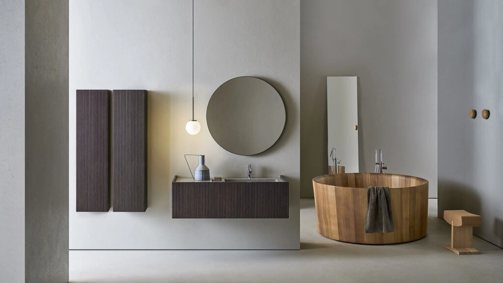 Mobile da Bagno Millennium Medium in Bamboo tinto Grigio di Pirovano Bagni