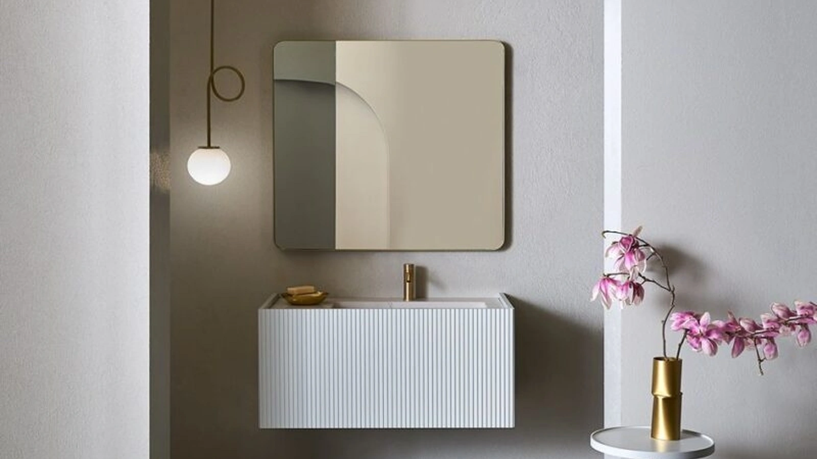 Mobile da Bagno Millennium Small laccato opaco Grigio luce di Pirovano Bagni