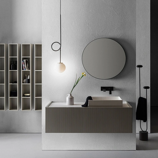 Mobile da Bagno Millennium XL 103 in Bamboo laccato Grigio Seta di Pirovano Bagni