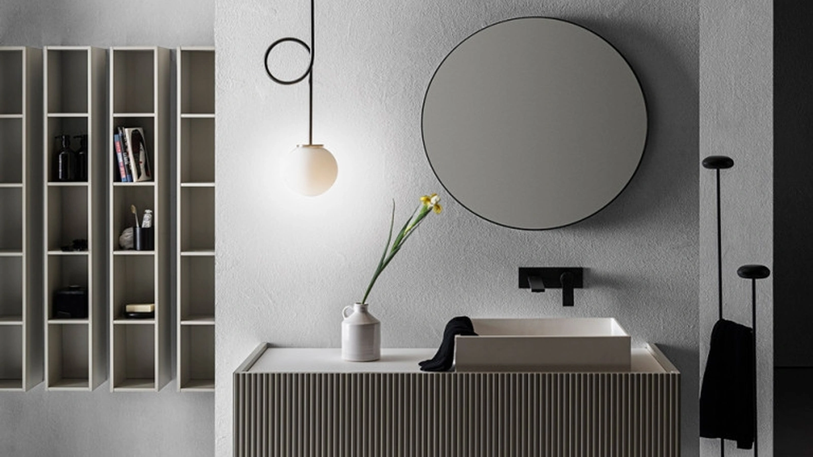 Mobile da Bagno Millennium XL 103 in Bamboo laccato Grigio Seta di Pirovano Bagni