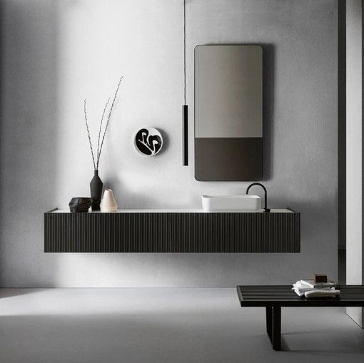 Mobile da Bagno Millennium XL 105 in Bamboo laccato Grigio di Pirovano Bagni