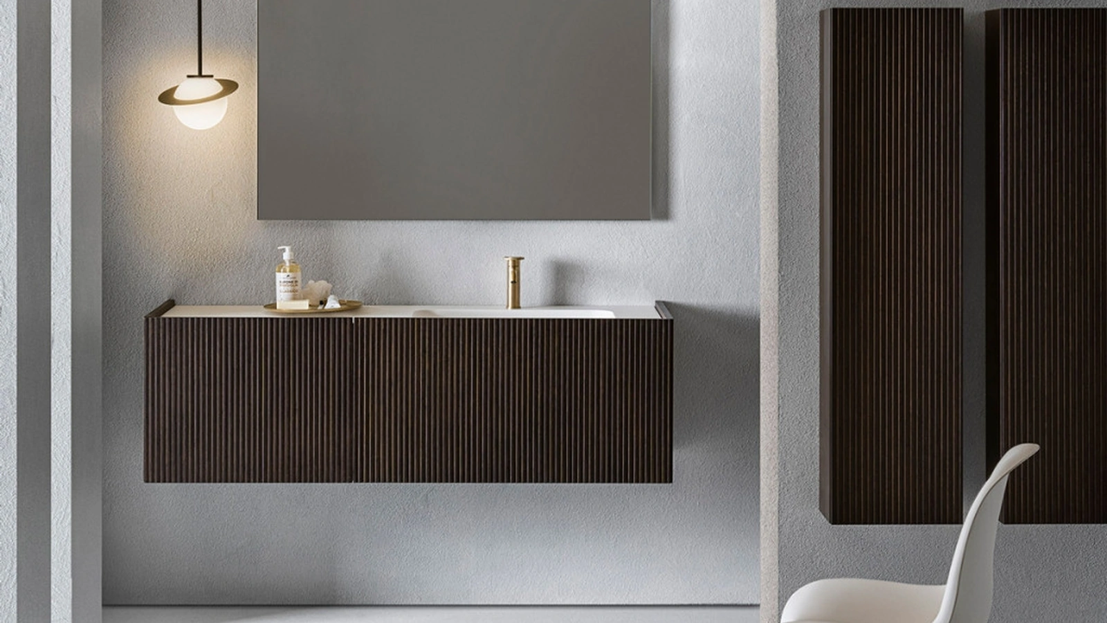 Mobile da Bagno Millennium XL 108 in Bamboo tinto Grigio di Pirovano Bagni