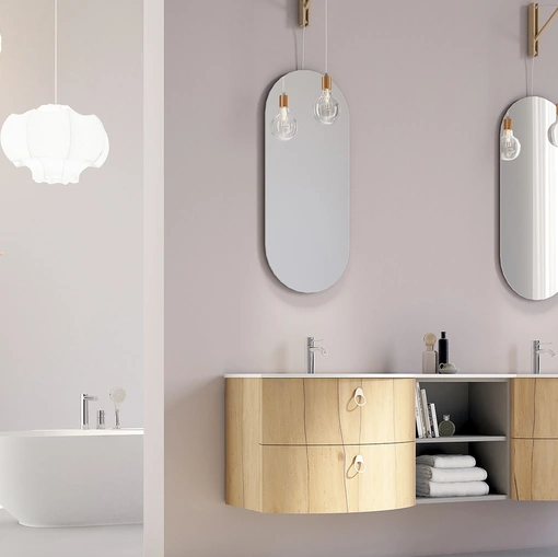 Mobile da bagno sospeso in legno Onda ON09 di Arteba
