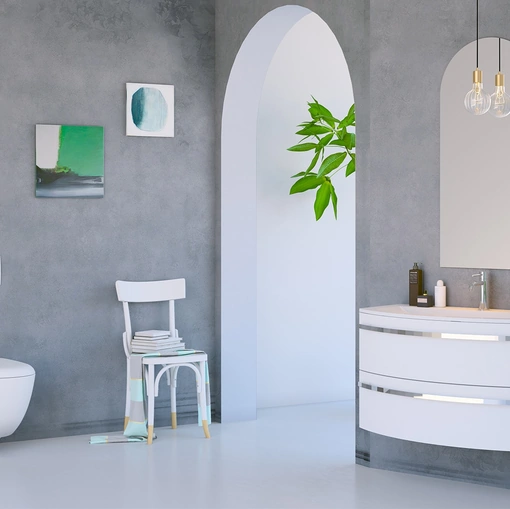 Mobile da bagno sospeso in laccato bianco Onda ON02 di Arteba