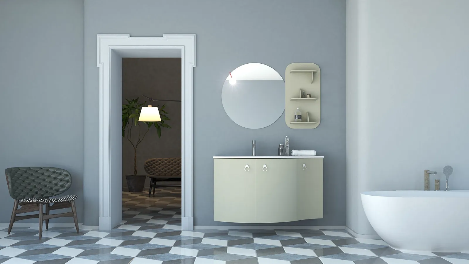 Mobile da bagno sospeso in laccato opaco Onda ON13 di Arteba