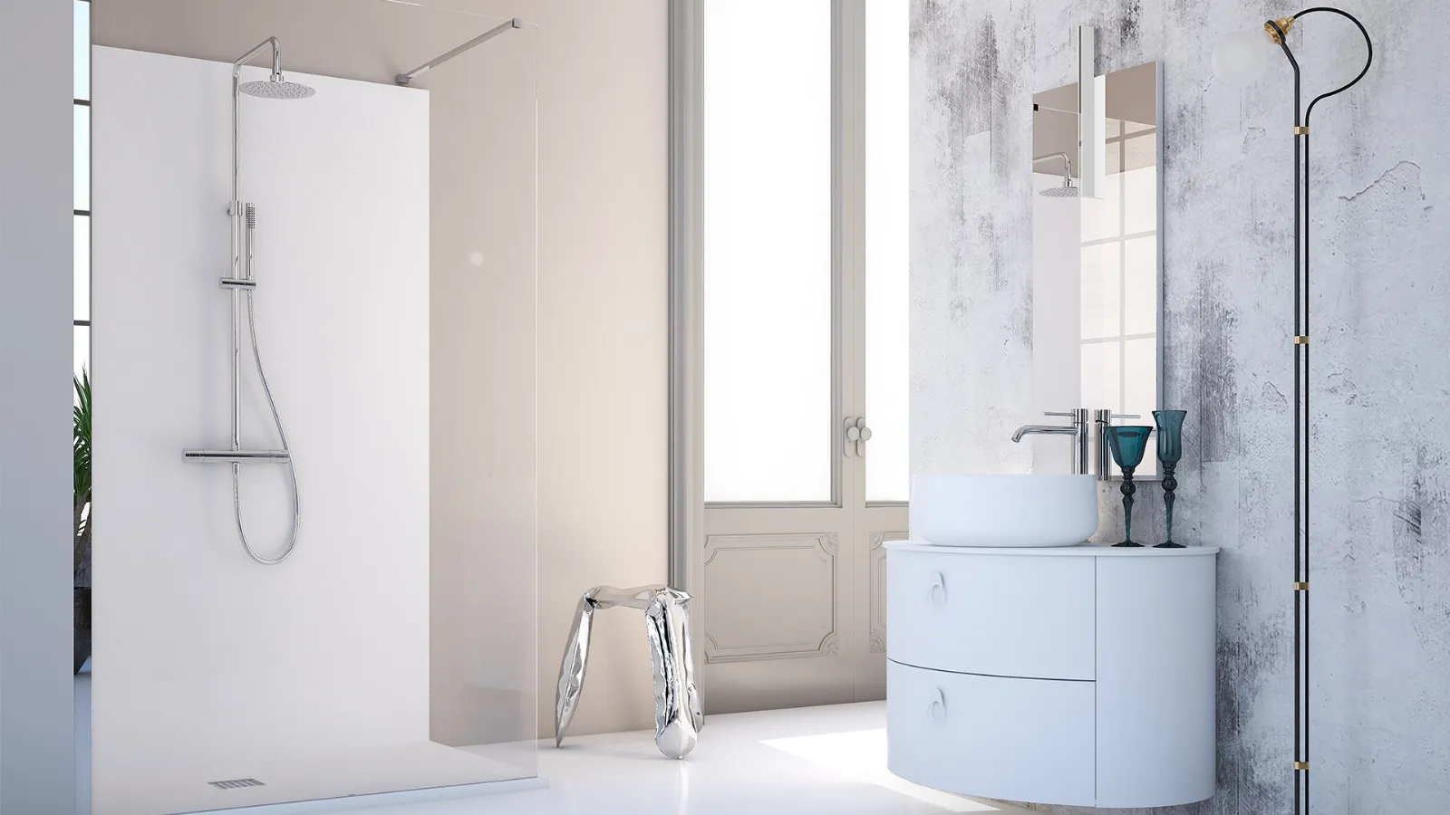 Mobile da bagno sospeso in laccato bianco Onda ON11 di Arteba