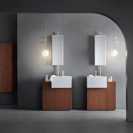 Mobile da Bagno Pilar 101 in Bamboo tinto Noce di Pirovano Bagni