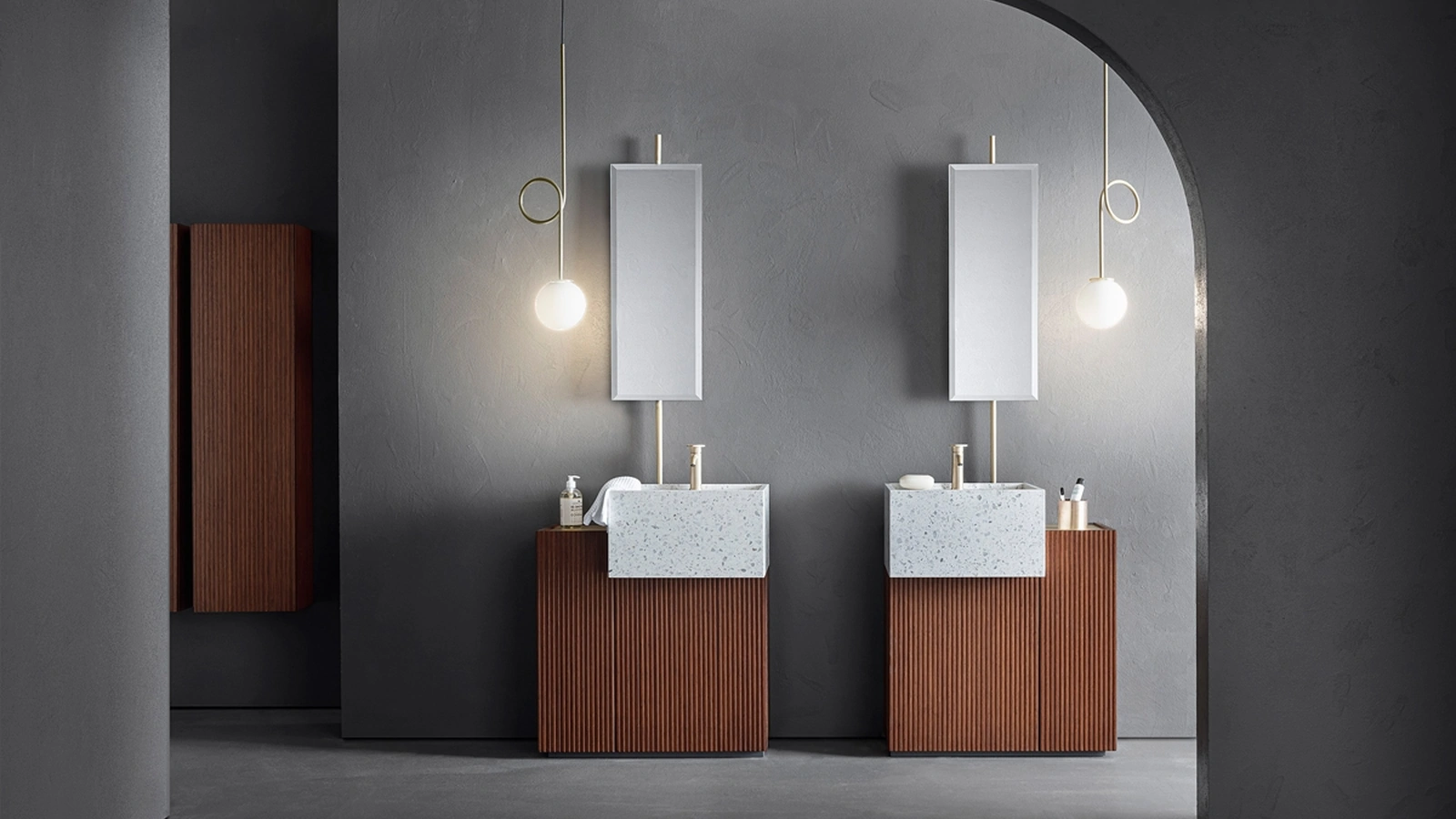 Mobile da Bagno Pilar 101 in Bamboo tinto Noce di Pirovano Bagni