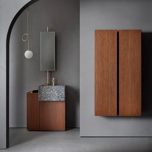 Mobile da Bagno Pilar 102 in Bamboo Tinto Noce di Pirovano Bagni