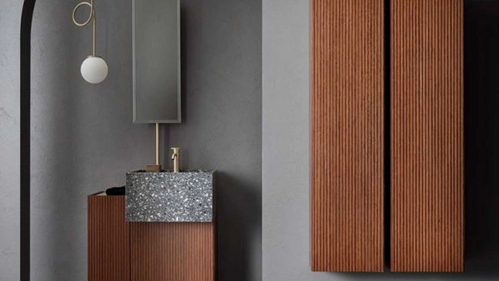 Mobile da Bagno Pilar 102 in Bamboo Tinto Noce di Pirovano Bagni