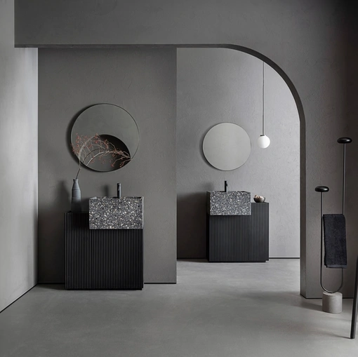 Mobile da Bagno Pilar 104 in Bamboo laccato Nero di Pirovano Bagni